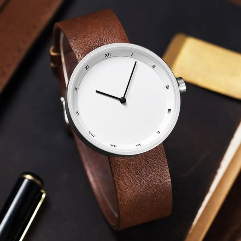 Men's Bradley luxury quartz wristwatch with elegant brown leather strap. A timeless and sophisticated dress watch.