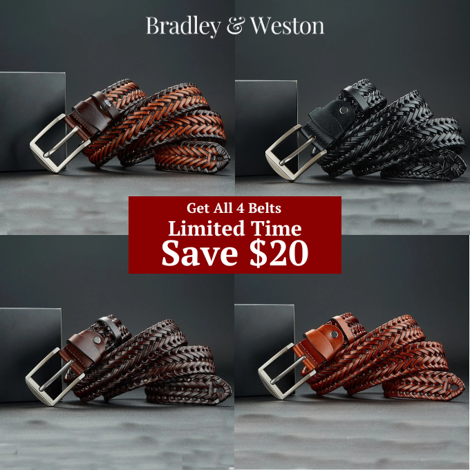 Men's durable braided cowhide leather belt, a premium quality waist accessory for lasting men's fashion.