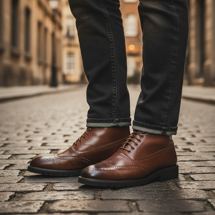 Durable Men's Braxton full-grain leather work boots with Goodyear welt, built for rugged wear.