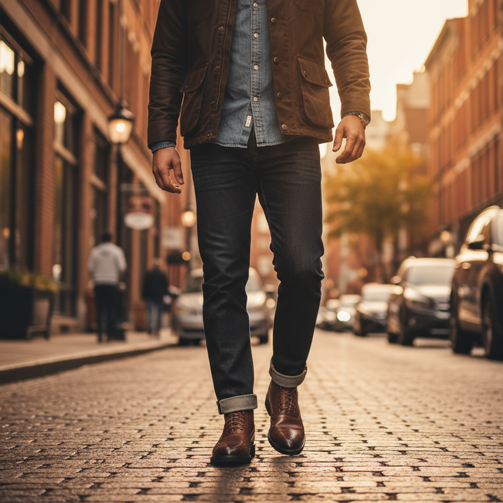 Classic Men's Braxton leather boots, versatile for dress or casual, full-grain for lasting quality.