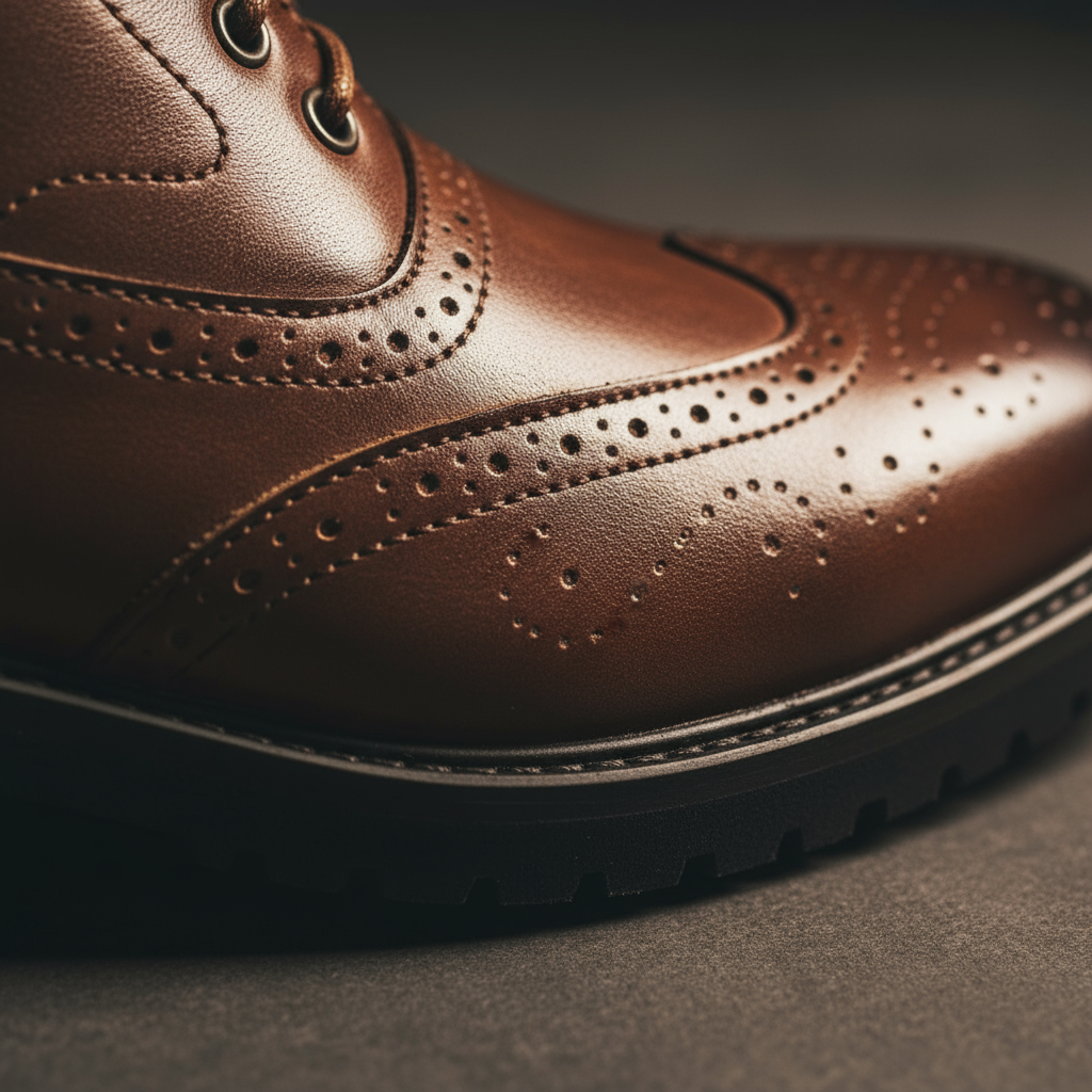 Close-up of rich full-grain leather on Men's Braxton boots, highlighting quality and texture.