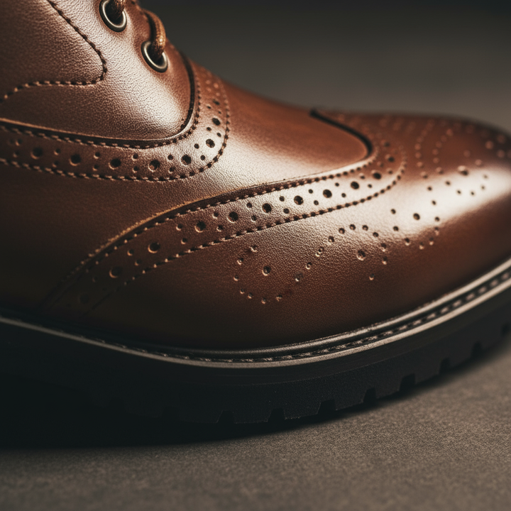 Close-up of rich full-grain leather on Men's Braxton boots, highlighting quality and texture.