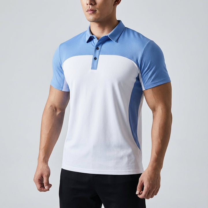 Dark gray men's sports polo shirt with breathable fabric for ultimate comfort during summer activities or golf.