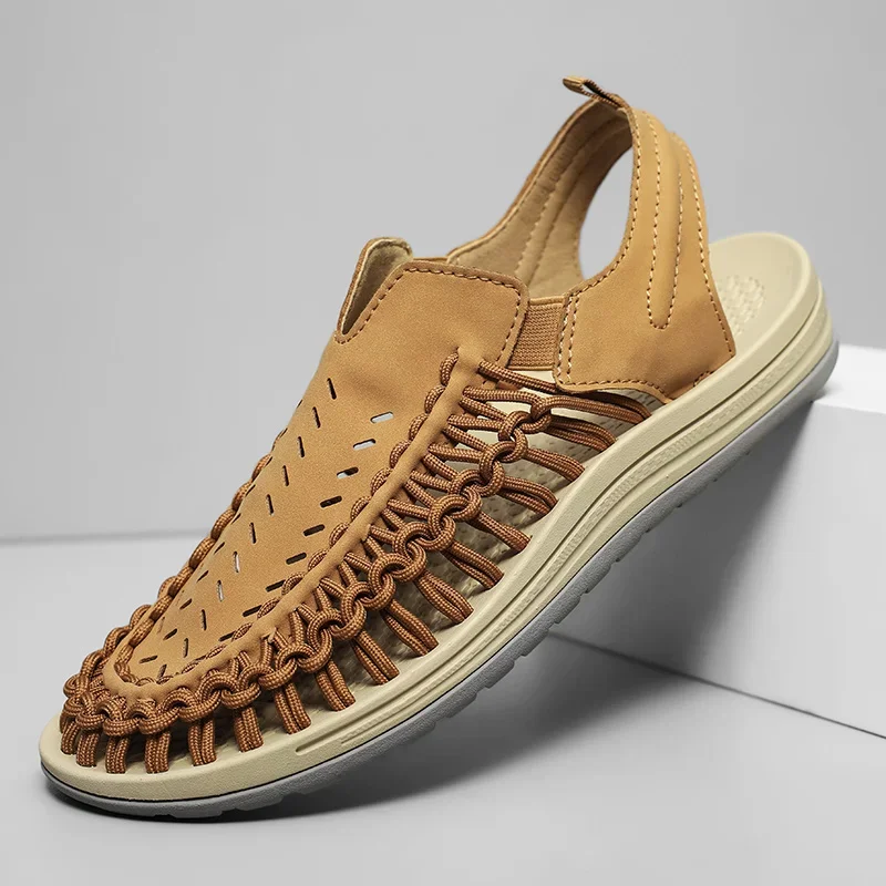 Men's breathable braided sandals, ideal for all-day comfort & adventure. Perfect summer outdoor footwear.