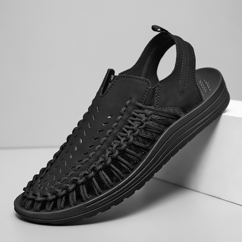 Durable men's braided outdoor sandals, breathable and ready for beach, travel or adventure.