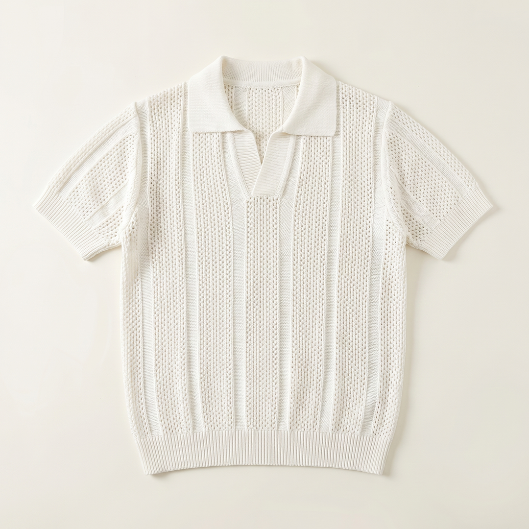 Classic white short sleeve men's polo. Breathable summer shirt offering comfort & a smart casual modern fit.