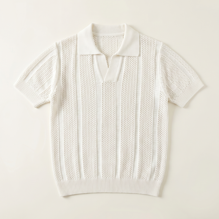 Classic white short sleeve men's polo. Breathable summer shirt offering comfort & a smart casual modern fit.