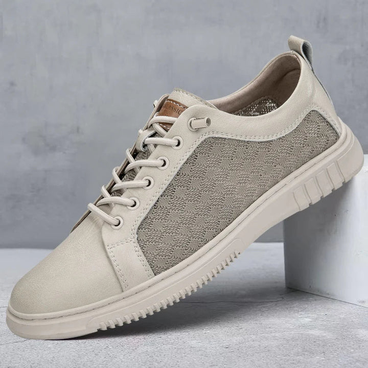 Black men's walking shoes, breathable and comfortable footwear for everyday casual wear.