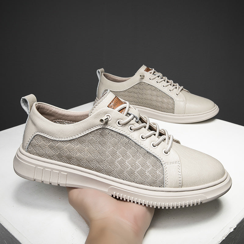 Khaki men's comfort footwear, breathable lace-up design for stylish all-day casual wear.