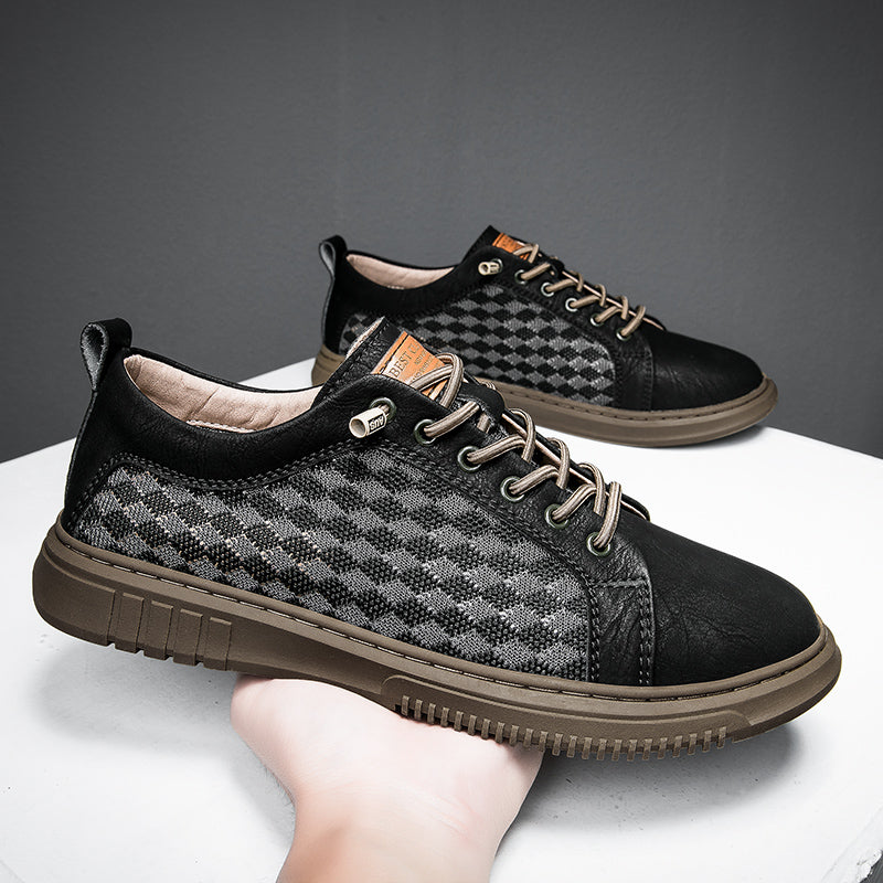 Versatile beige men's breathable casual shoes, offering stylish comfort for everyday wear.