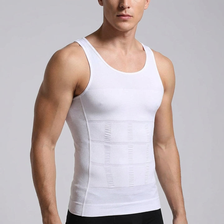 Frederick men's posture support compression tank top. Breathable, body shaping activewear for men. Invisible under clothes.