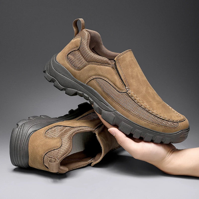 Men's breathable leather slip-on loafers for everyday comfort & casual style. Lightweight and durable.