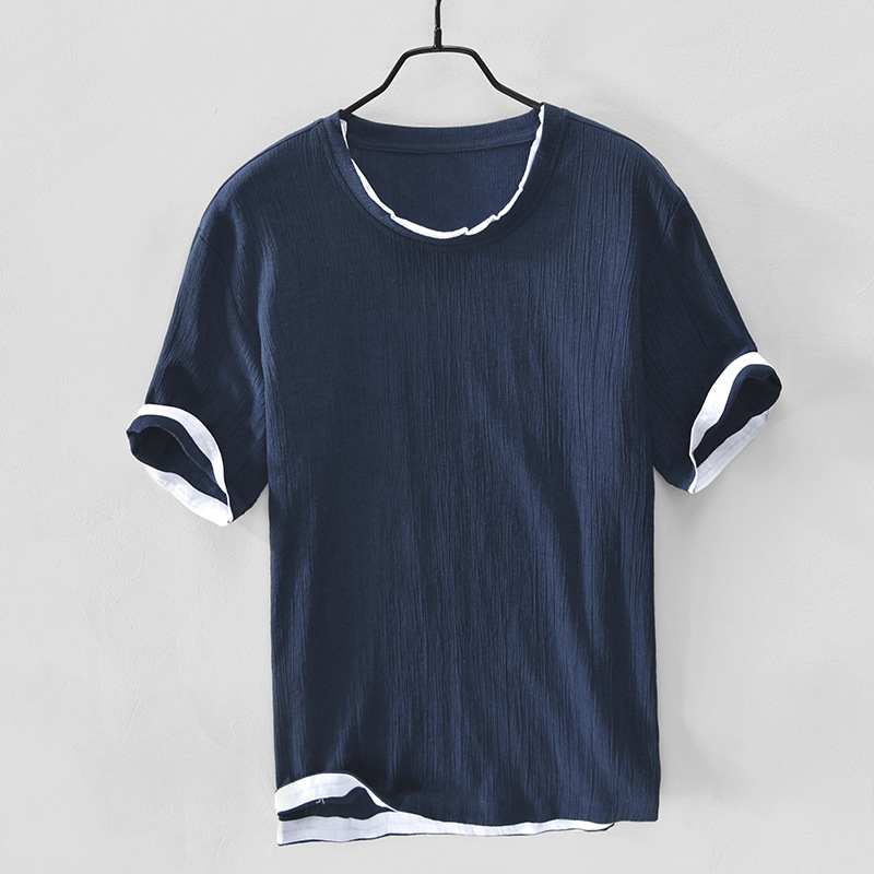 Comfortable men's breathable fabric button-down shirt, perfect for casual spring/summer wear.