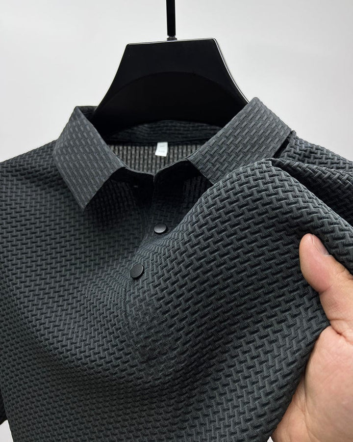 Men's breathable mesh polo shirt, slim fit comfort for casual summer wear.