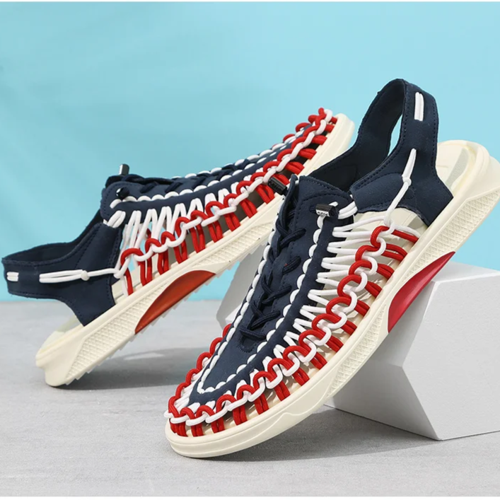 Breathable men's outdoor footwear for warm weather.