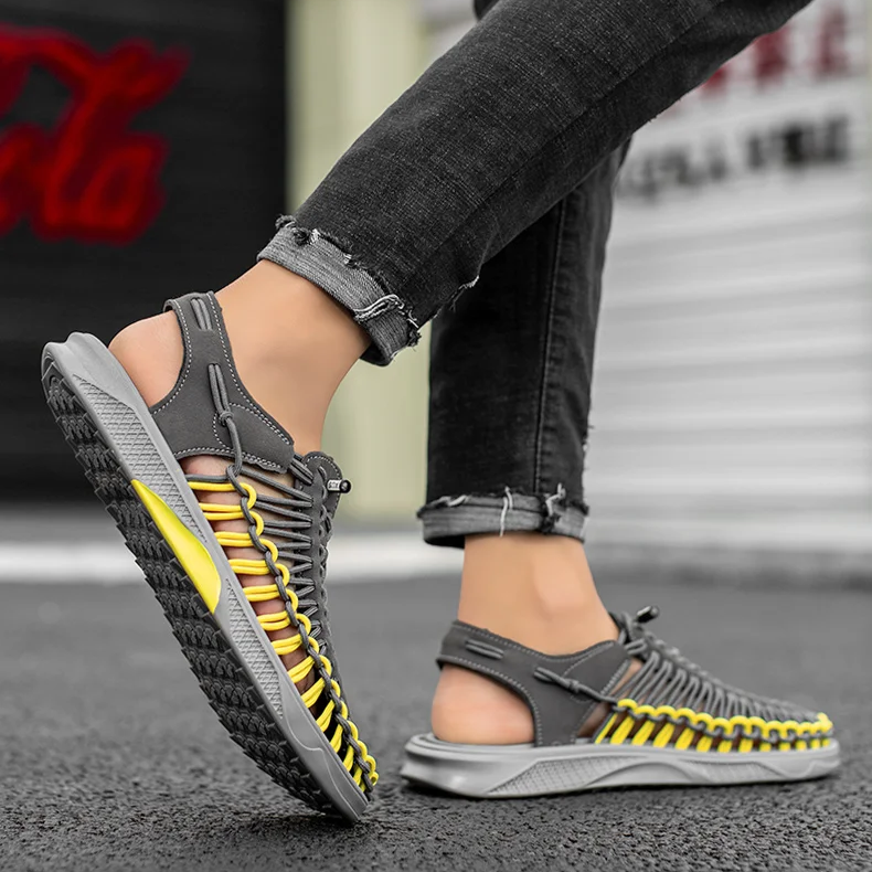 Lightweight men's summer sandals for active outdoor use.
