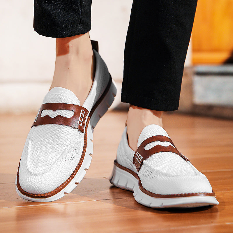 Side view of men's casual breathable loafers, highlighting comfortable orthopedic support.