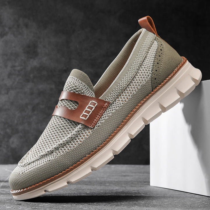 Breathable fabric men's loafers, lightweight & comfortable for summer casual style.