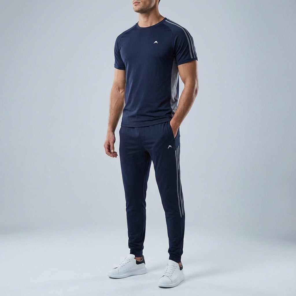 Athletic men's breathable two-piece set, Stanley brand, perfect for training and activewear.
