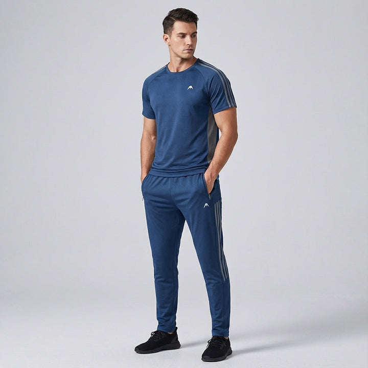 Men's training outfit, two-piece breathable design for peak performance and loungewear.