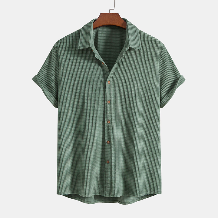 Stylish men's waffle knit lounge set with shorts, ultimate summer comfort & casual elegance.