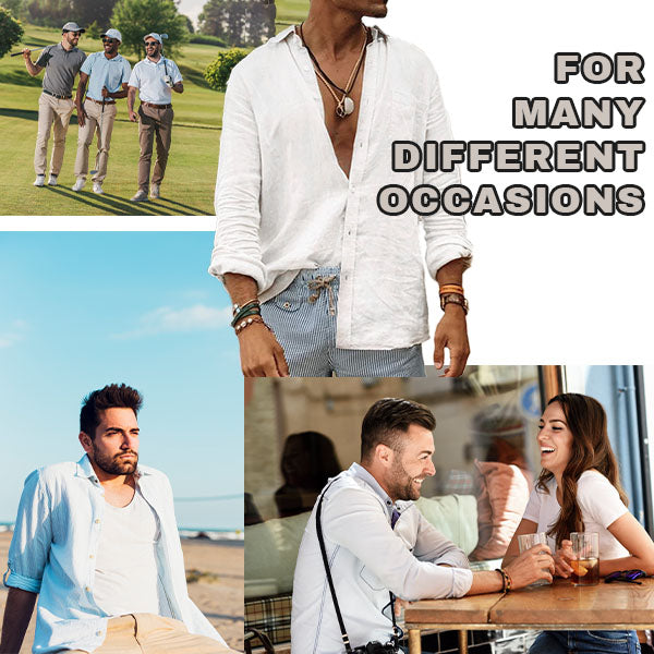 Close-up of buttons on men's stylish short-sleeve summer shirt; lightweight, breathable & casual.