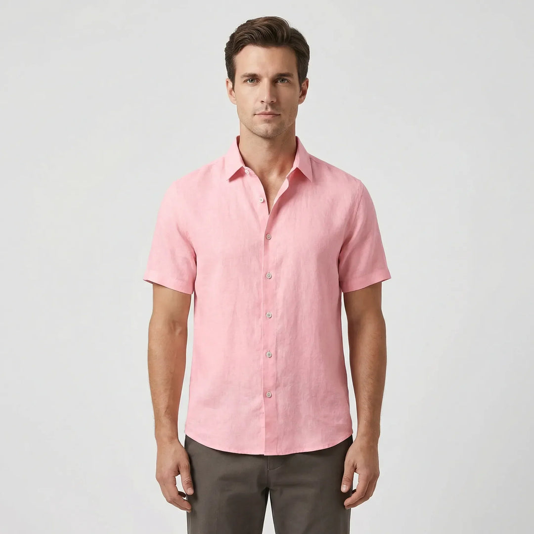 Relaxed fit men's casual short-sleeve button-down shirt for warm weather style.