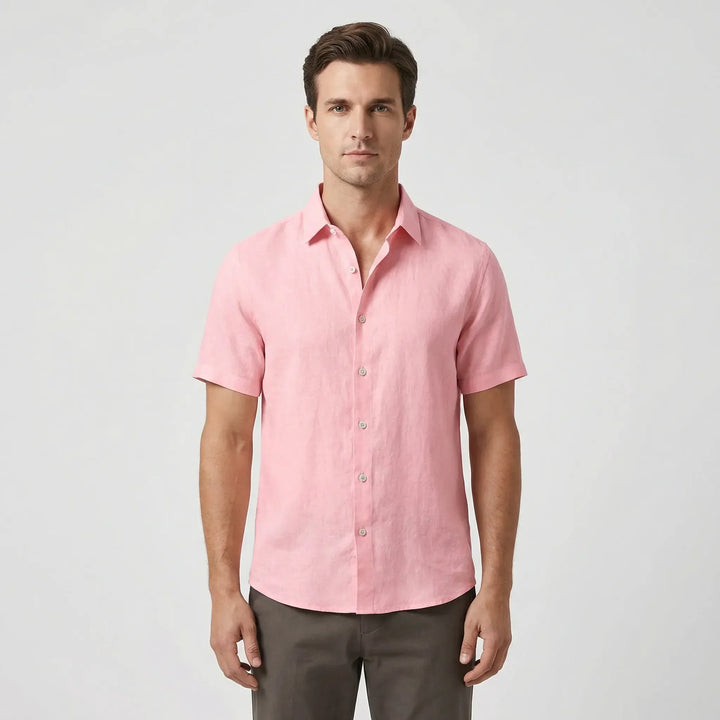 Relaxed fit men's casual short-sleeve button-down shirt for warm weather style.