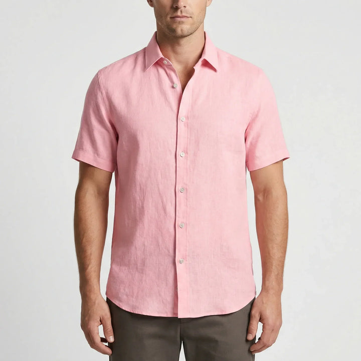 Versatile men's short-sleeve casual shirt, button-down design for ultimate comfort.