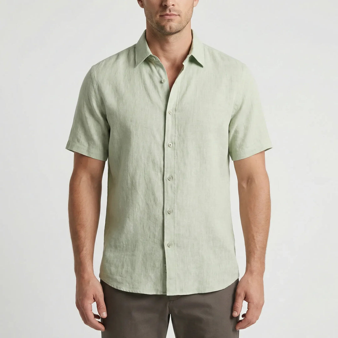 Stylish men's breezy short-sleeve shirt, great for vacation wear & casual outings.
