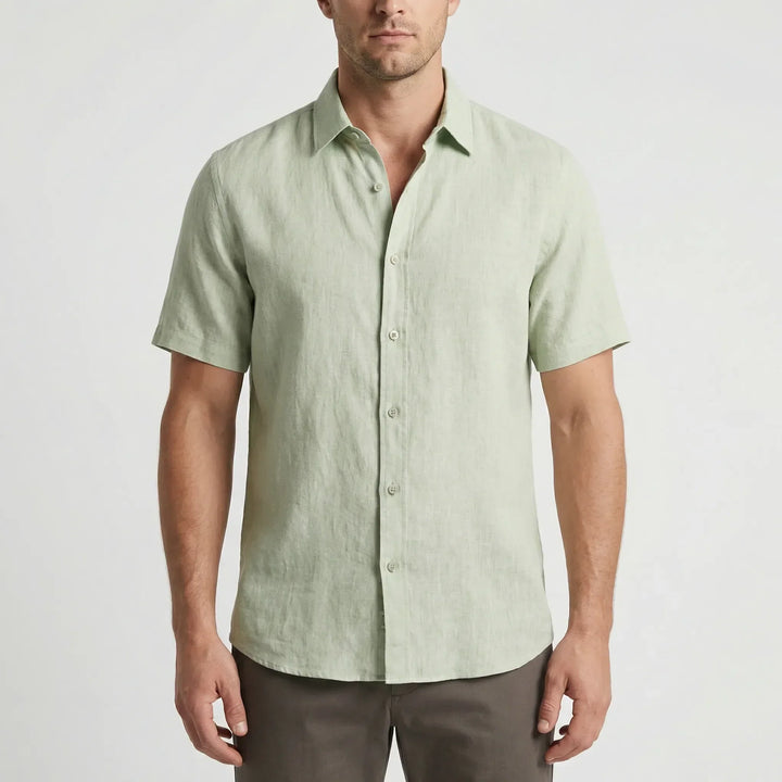 Stylish men's breezy short-sleeve shirt, great for vacation wear & casual outings.