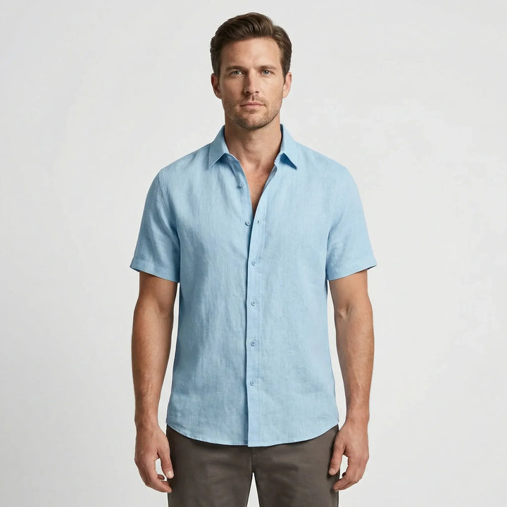Casual men's breezy shirt with button-down front, essential for summer wardrobe.