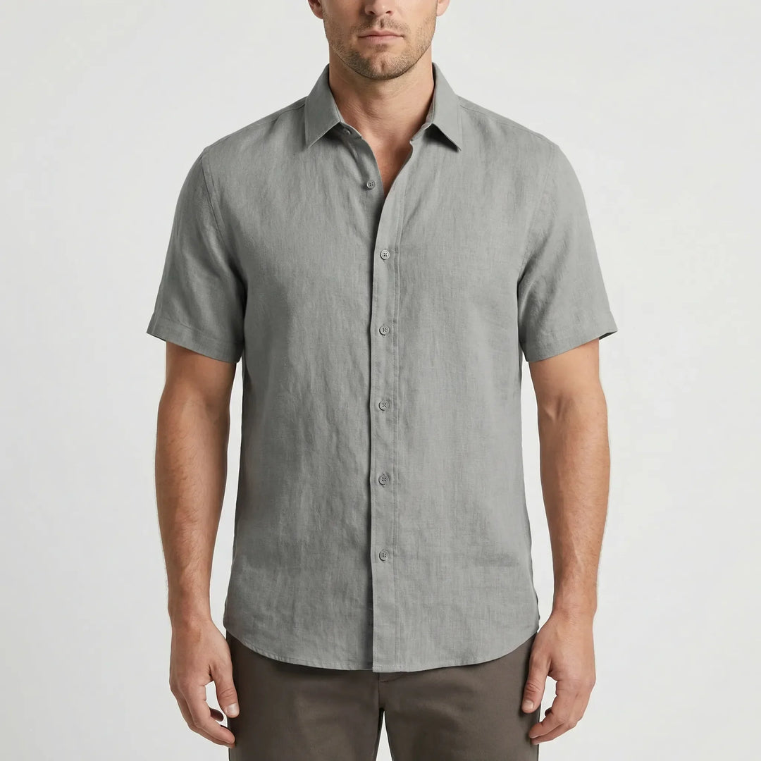 Men's short-sleeve button-down shirt, a comfortable breezy top for everyday style.