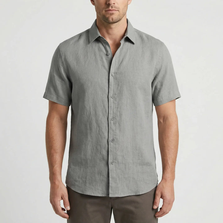 Men's short-sleeve button-down shirt, a comfortable breezy top for everyday style.