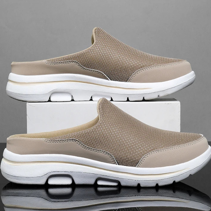 Lightweight Brookvale men's slides, slip-on sneaker style with breathable mesh for comfort.