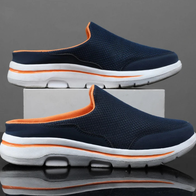 Men's Brookvale comfort shoes: breathable mesh slip-on slides with lightweight EVA sole.
