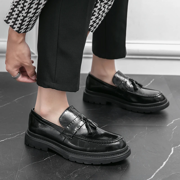 Everyday mens brown loafers, Belmont Tassel, comfortable footwear for smart casual outfits.