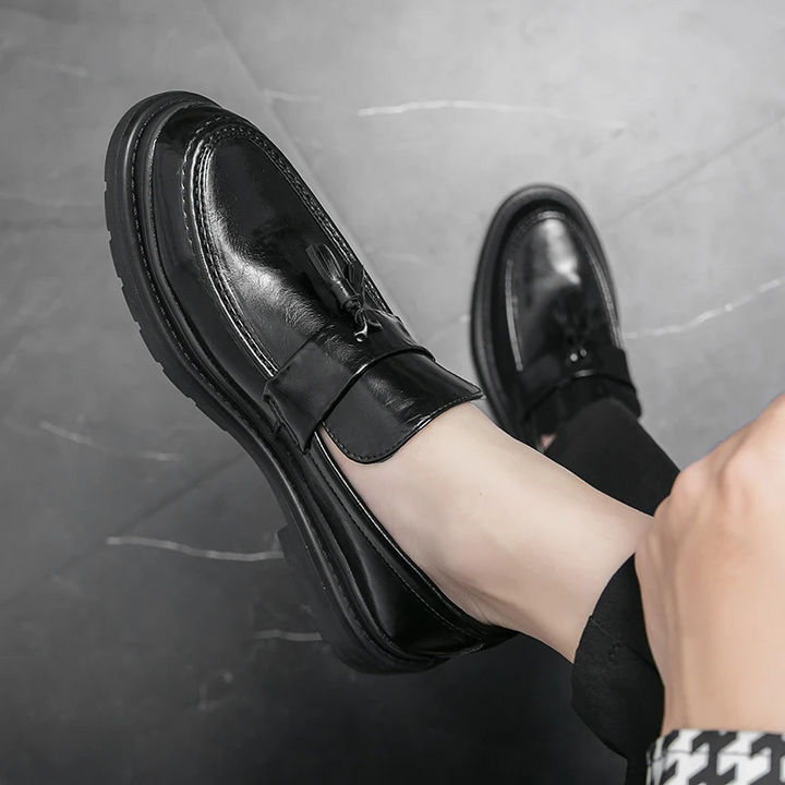 Brown Belmont Tassel Loafers, classic mens footwear, suitable for office and casual settings.