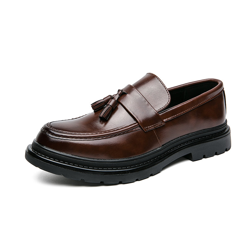 Versatile brown Belmont Tassel Loafers, mens slip-on shoes for a sharp, relaxed style.