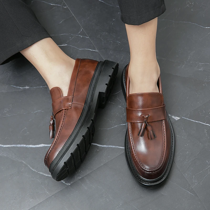 Detail shot of the lug sole on Belmont Tassel Loafers, providing excellent grip and durability.