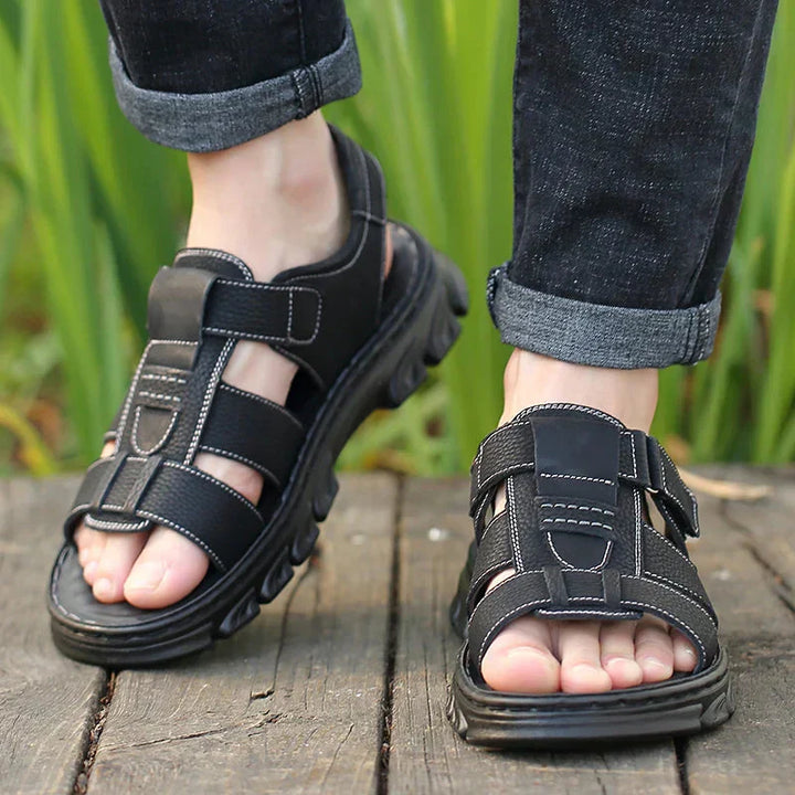 Men's open-toe orthopedic comfort sandals. Essential for summer, offering all-day foot support.