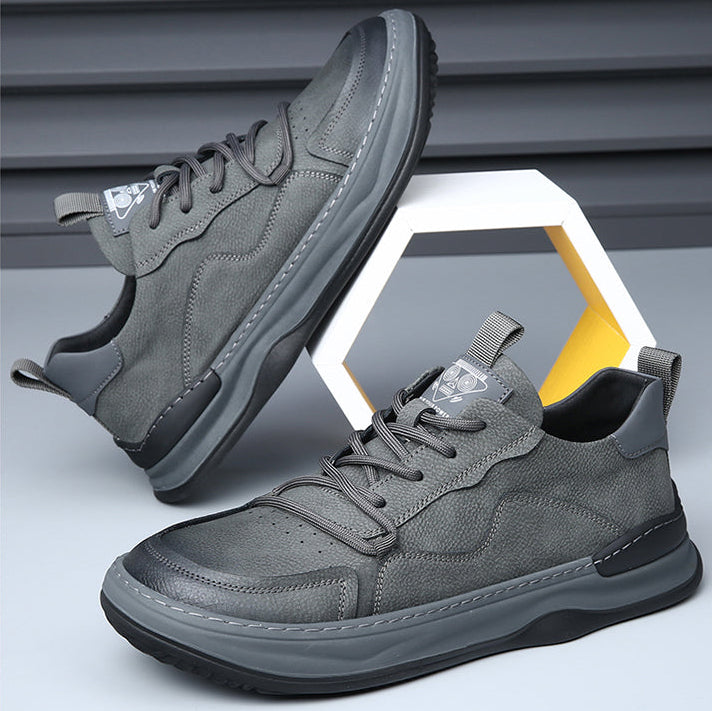 Stylish tan men's comfort casual sneakers, ideal for daily walking and everyday wear.