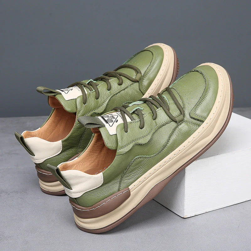 Green men's walking comfort sneakers, ideal for everyday casual wear.