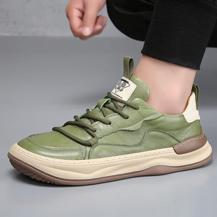 Men's brown stylish comfort footwear, everyday casual sneakers for walking.