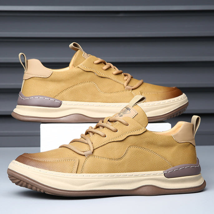 Green men's casual sneakers, premium comfort footwear for stylish everyday walking.