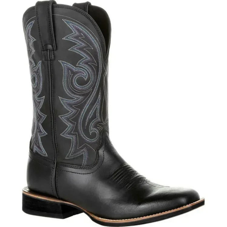Men's brown square toe western boots. All-day comfort cowboy boots for everyday wear.