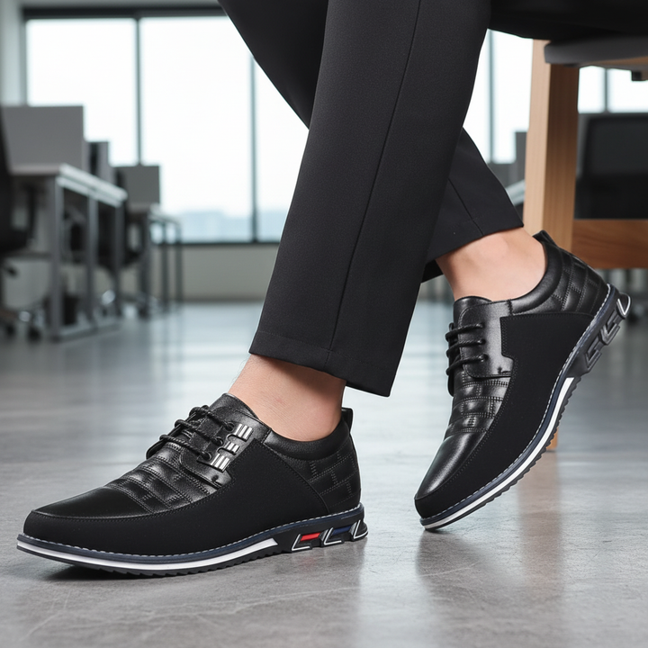 Men's Bryan luxury black leather dress shoes for formal events, offering comfort.