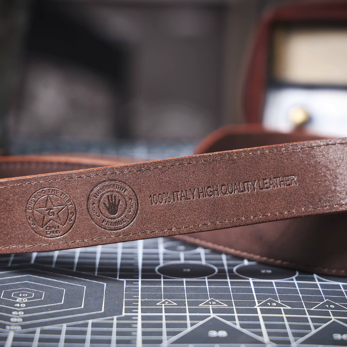 Black full-grain leather men's belt, Buckhorn style, a lasting casual accessory.