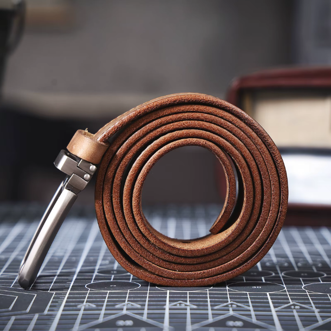 Men's full-grain leather belt, Buckhorn, black, a durable and stylish wardrobe essential.