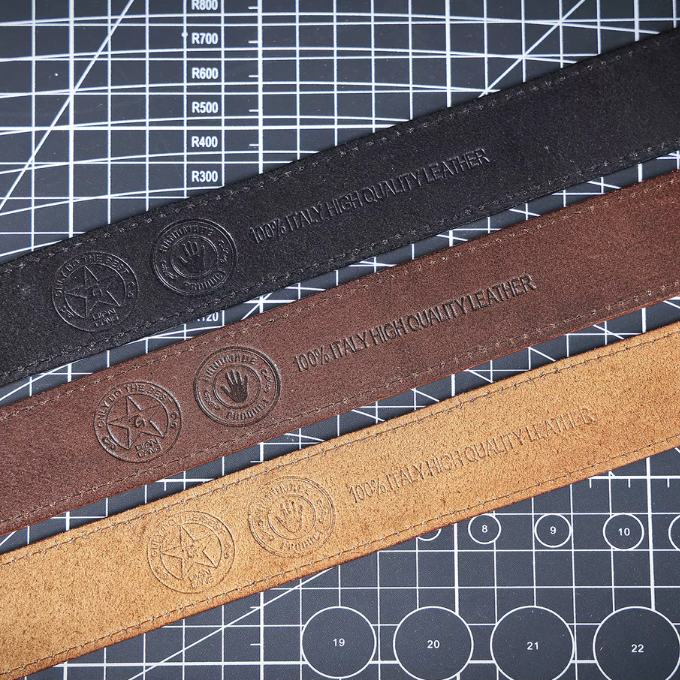 Quality brown full-grain leather men's Buckhorn belt, offering durable style and comfort.